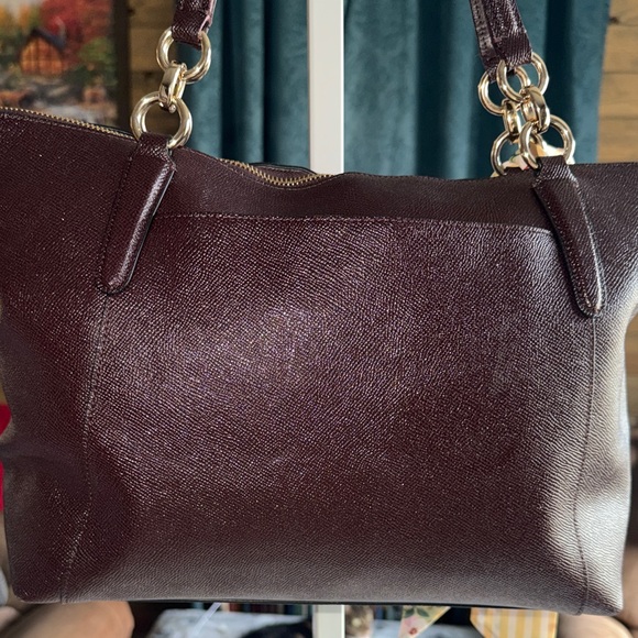 Coach Glittery Brown Leather Tote with Floral Scarf - Picture 9 of 15